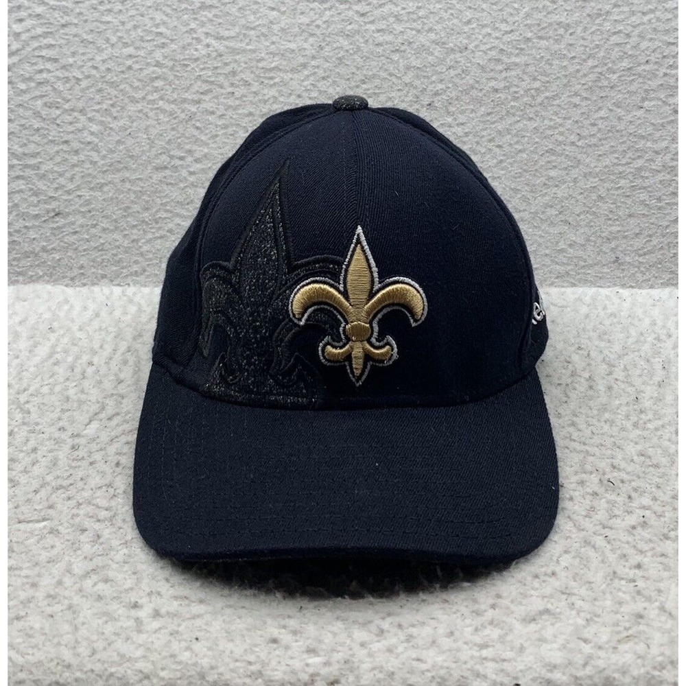 Reebok New Orleans Saints Fitted Hat Mens L/XL NFL On Field Wool‎ Blend Black